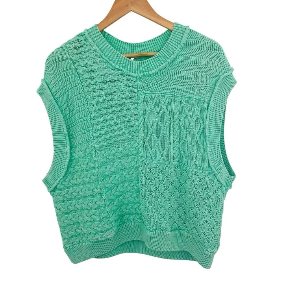 NWT Free People Take The Plunge Vest bright mint green size medium